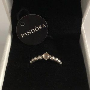 PANDORA June Misty Rose Beaded Ring - sz 6